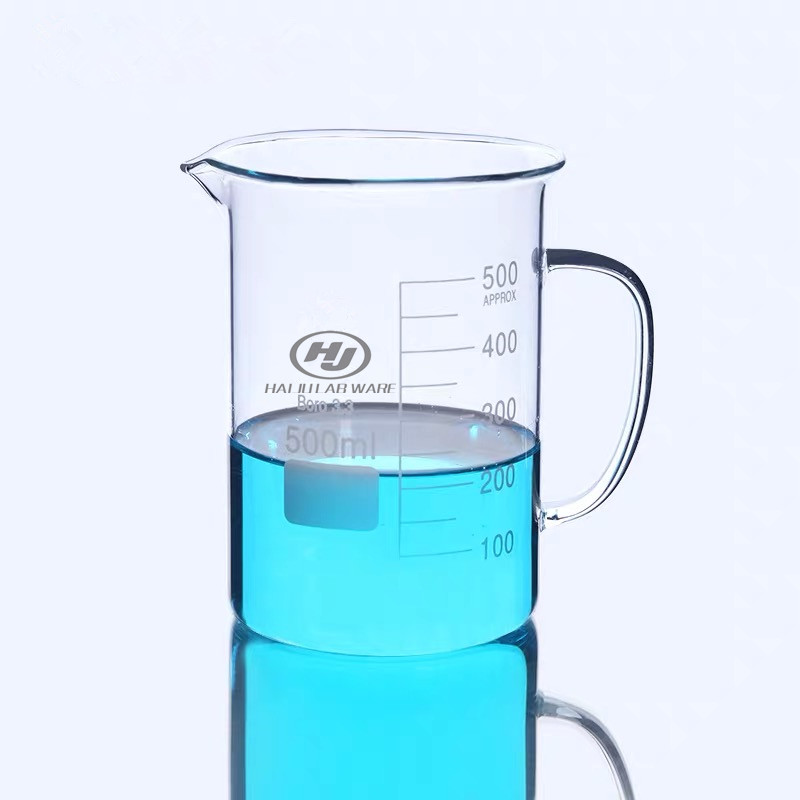 50~2000ml Glass Beaker Mug Cup With Handle 3.3 Borosilicate Glass Lab Glassware Clear And Thick Wall 